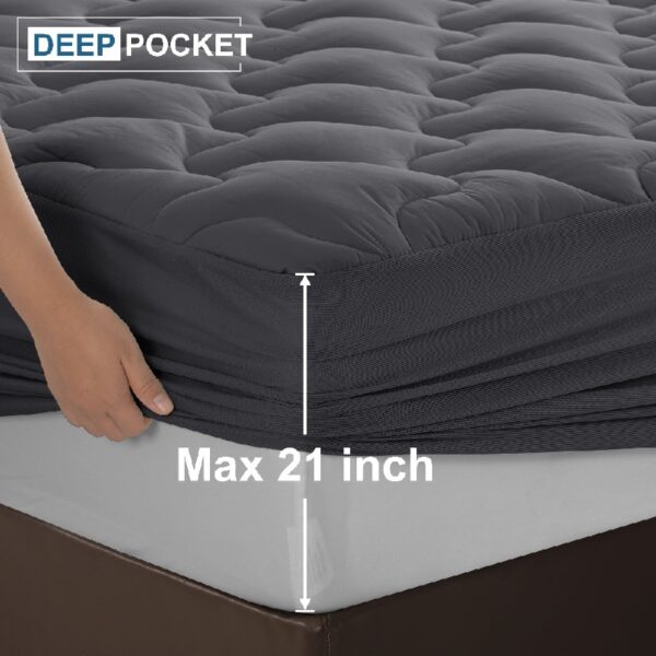 Queen Mattress Pad, Quilted Fitted Mattress Topper Protector, Cooling Breathable Bed Cover with 8-21