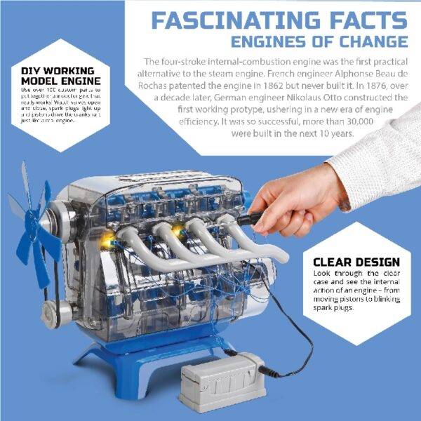 Discovery™ #Mindblown Model Engine Kit, with Moving Motor Parts And LED Lights
