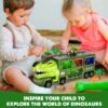 Dinosaur Truck Toys for Boys 3-6 Years, Dinosaur Truck Carrier -Tyrannosaurus Transport Car Carrier Truck with Lights, Music and Sounds, Dinosaur Play Sets for Boys Girls