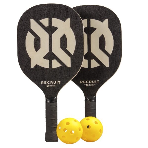 Wood Pickleball Starter Set for All Ages and Levels to Learn to Play, Black
