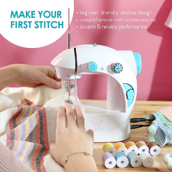 Virtu 122 PC Mini Portable Sewing Machine for Beginner Kids and Adults, Ballet Pink