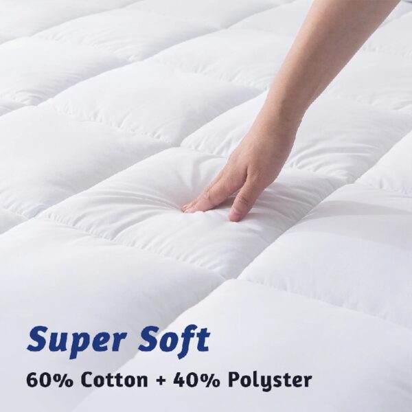Queen Size Mattress Topper,400TC 100%Cotton Cooling Mattress Pad Cover Extra Thick Alternative Fill Pillow Top Cooling Bed Topper and Hotel Mattress Protector