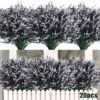 RECUTMS 20 Bundles Outdoor Artificial Plant UV Resistant Fake Plants, Faux Plastic Greenery for Indoor Outside Hanging Plants Garden Porch Window(White)