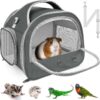 Bearded Dragon Travel Carrier, Portable Guinea Pig Carrier Bag Tortoise Carrier Pouch for Bunny Hamster Chinchilla Hedgehog Lizard Bird Outgoing Reptile Travel Carrying Case - Grey