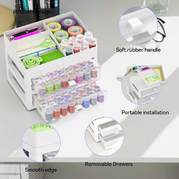 ARTDOT Diamond Art Beads Storage Organizer Box for Diamond Painting Drill 96 Jars