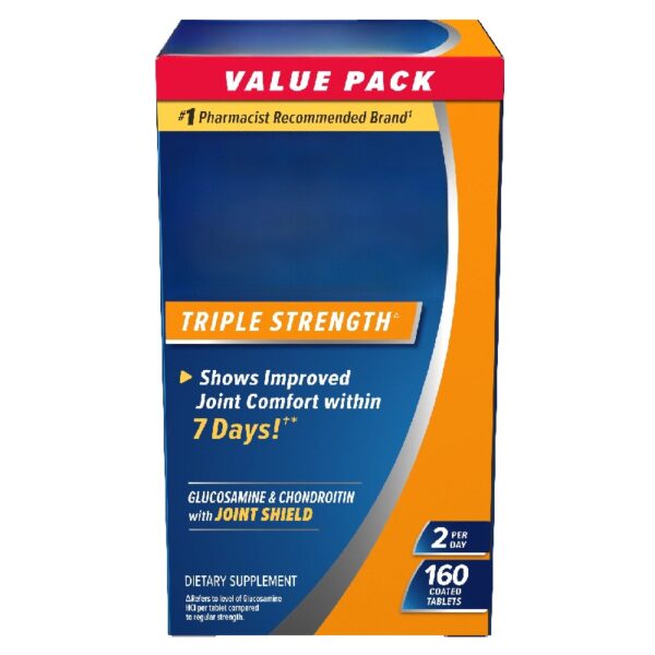 Triple Strength Joint Health Dietary Supplements, Glucosamine Chondroitin MSM, and Vitamin C Tablets, 160 Count