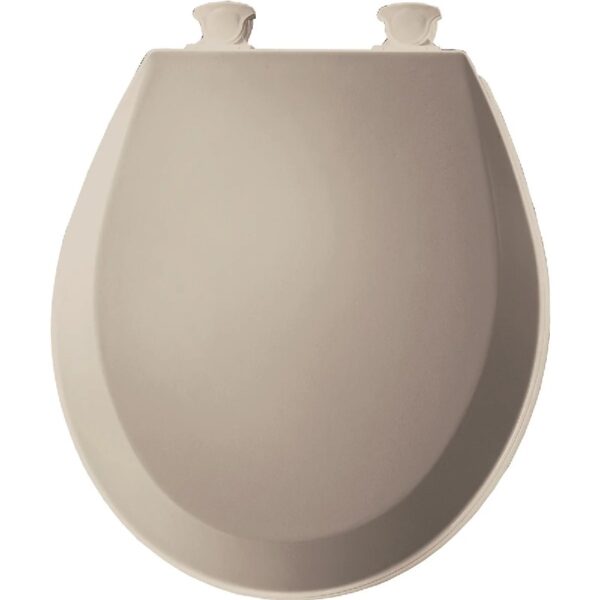 Round Enameled Wood Toilet Seat in White with Easy·Clean Hinge