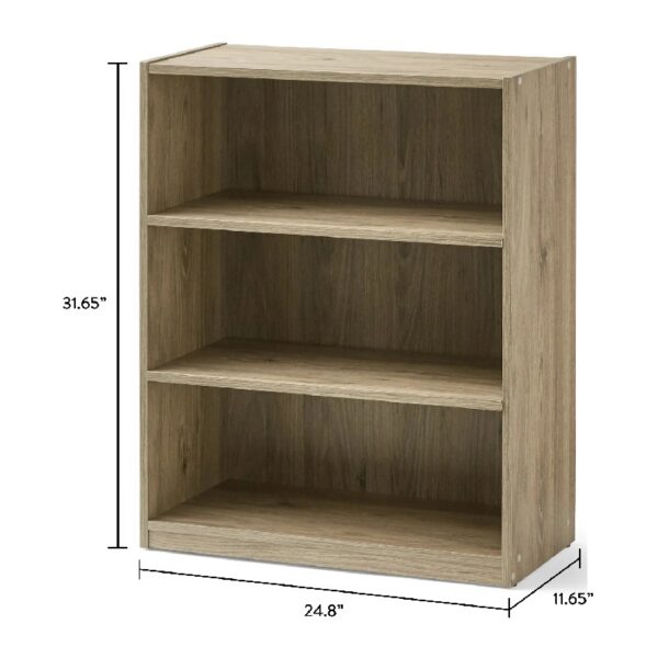 3-Shelf Bookcase with Adjustable Shelves, White