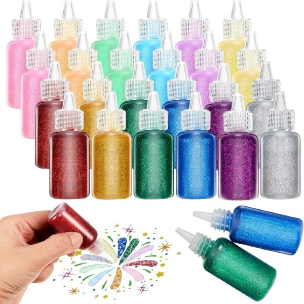 36 Pack Glitter Glue Pens Bulk Glitter Bottles Set 20 Ml/0.67 oz Neon Metallic Non Toxic Rainbow Glue Stick Set for Craft Scrapbooking DIY Art Decorating Supplies (Classic Color)