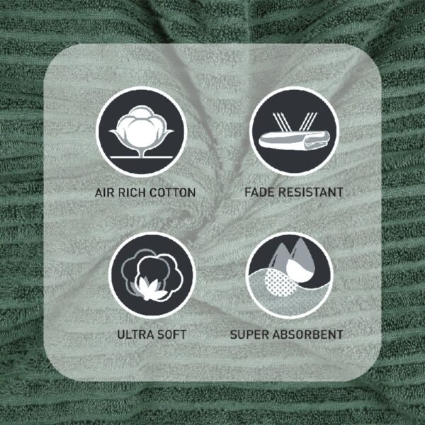 Gardens PowerLoft AIRRICH® Cotton 6-Piece Bath Towel Set, Green Ash Textured Stripe