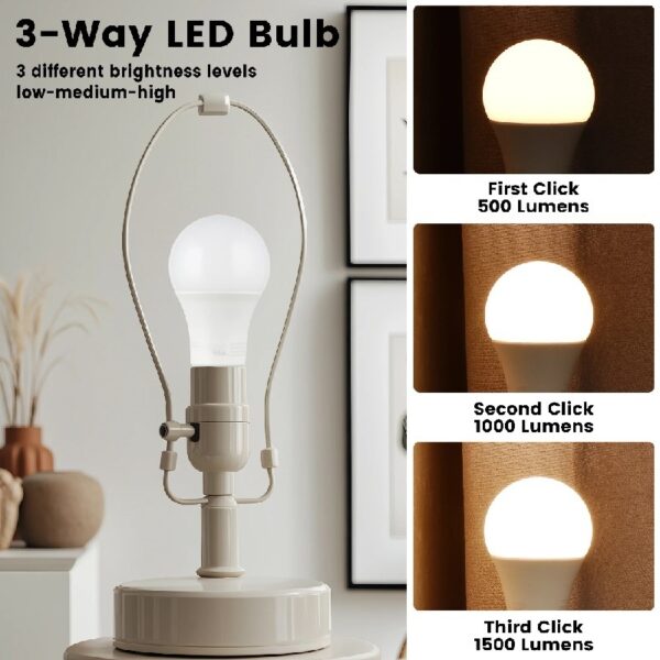 A19 3-Way LED Light Bulb, 40/60/100 Watts Tunable, Soft White, E26 Medium Base (4 Pack)