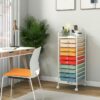 Canddidliike 10 Drawer Rolling Storage Cart Organizer with 4 Universal Casters, Craft Organizers and Storage, Multipurpose Organizer Cart for Home, Office, School, Macaron Multicolor