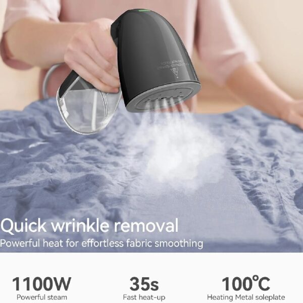 Steamer for Clothes, 1100W Garment Steamer, Fast Wrinkle Removal with Large 300ml Water Tank, Compact and Portable Travel Steam (white)