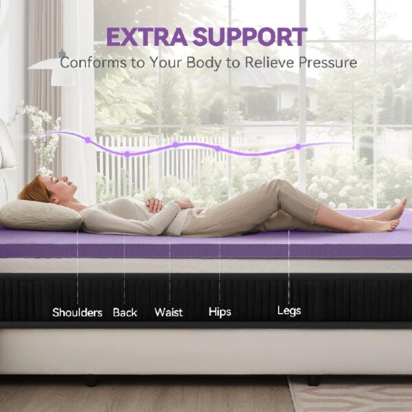 2 Inch Gel Memory Foam Mattress Topper Ventilated Soft Mattress Pad, Bed Topper, CertiPUR-US Certified, Twin Size, Purple
