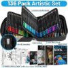 Vigorfun 136-Pack Black Colored Pencils Set with Art Supplies（Black）