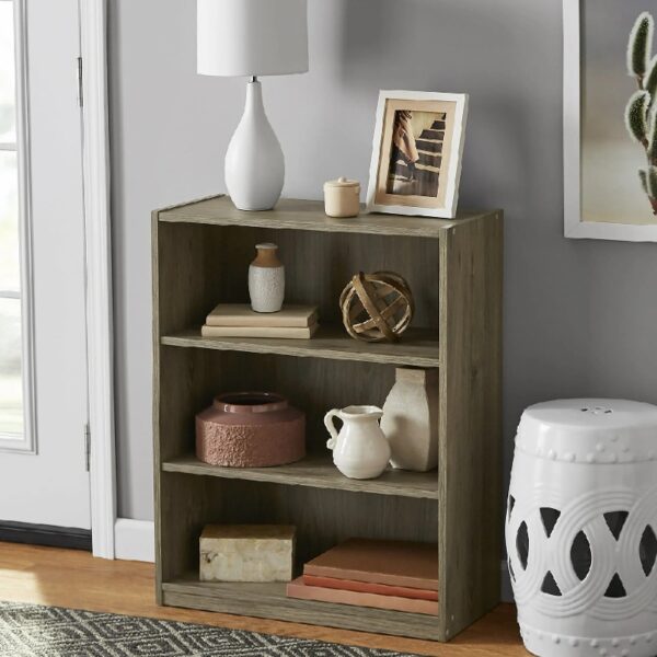 3-Shelf Bookcase with Adjustable Shelves, White