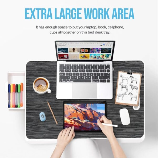 Livhil Large Lap Desk for Bed | Laptop Table, Portable Lap Desk, Home Office Room Laptop Desk for Bed Table Floor Table, Floor Desk for Adults (Black)