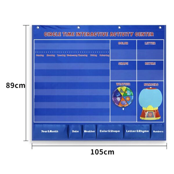 Circle Learning Time Center Pocket Chart Calendar Set Kids Children Educational Learning Toys
