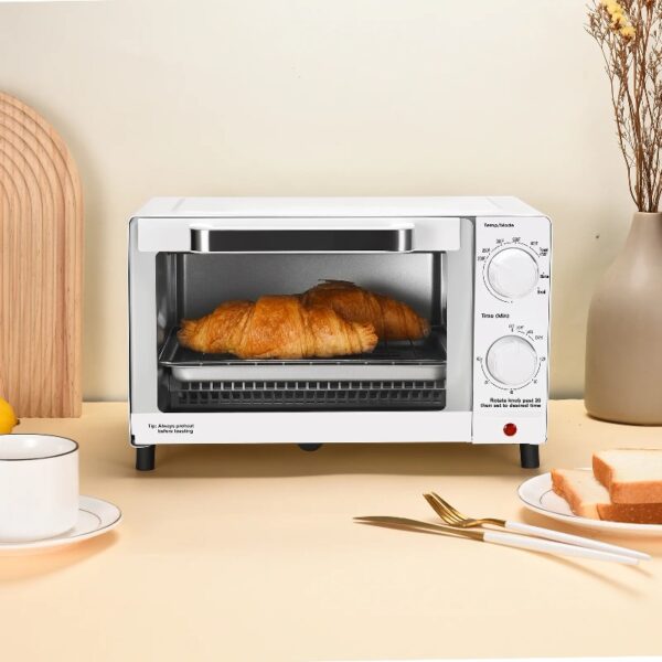 4 Slice Countertop Toaster Oven with 3 Settings, includes Baking Rack and Pan, Black, New