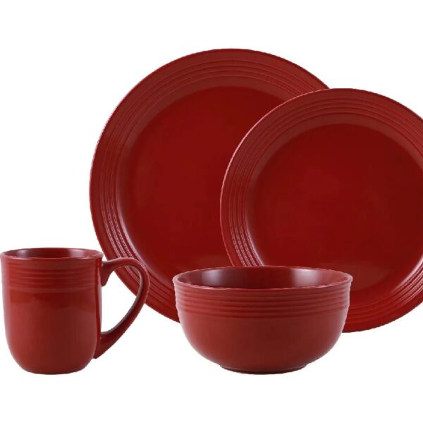 Chiara 16-Piece Stoneware Gray Dinnerware Set