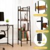 Ladder Shelf, 4-Tier Corner Bookshelf for Living Room, Balcony, Home Office, Bookcase Storage & Display Shelf, Rustic Brown