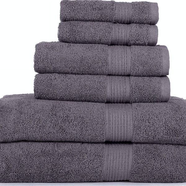 LINEN 6 Piece Set Bath Towels Set Grey Color 2 BATH TOWEL, 2 HAND TOWEL AND 2 WASHCLOTHS