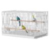 KFFKFF Avian Habitat, 18 inches, Compact Parakeet Enclosure, Robust Metallic Bird Mobility Enclosure, Portable Aviary with 2 Roosts & 2 Nourishment Bowls, Canary, Lovebird, White
