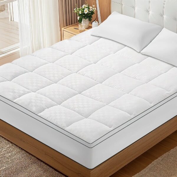 Extra Thick Queen Mattress Topper, Cooling Mattress Pad Cover, Mattress Protector with 8-21 Inch Deep Pocket,White