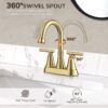 Bathroom Faucets 4 Inch Matte Black Bathroom Sink Faucet, Stainless Steel Lead-Free 2-Handle Centerset Faucet with Pop-up Drain and 2 Supply Hoses Fits 2 or 3-hole Sink