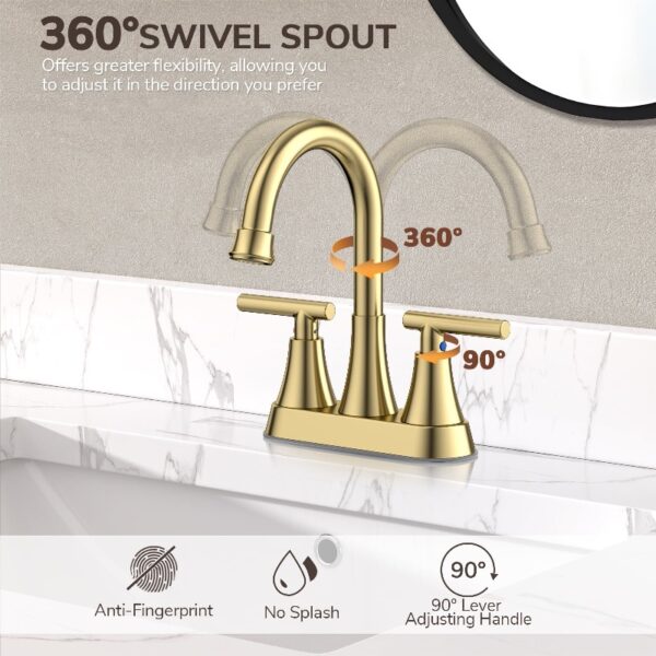 Bathroom Faucets 4 Inch Matte Black Bathroom Sink Faucet, Stainless Steel Lead-Free 2-Handle Centerset Faucet with Pop-up Drain and 2 Supply Hoses Fits 2 or 3-hole Sink
