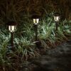 10 Pack Solar Lights Outdoor Decorative, Solar Pathway Lights Outdoor, Solar Powered Garden Yard Lights for Walkway Sidewalk Driveway. (Brown, Cool White)