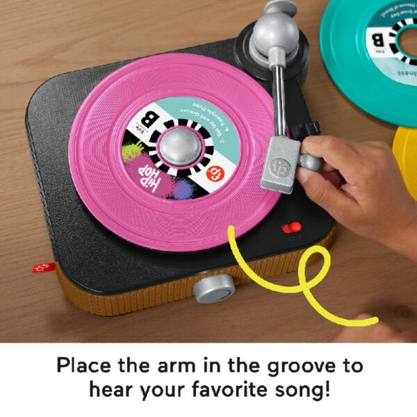 Rockin’ Record Player Musical Toy with Turntable & 5 Records for Toddler Pretend Play