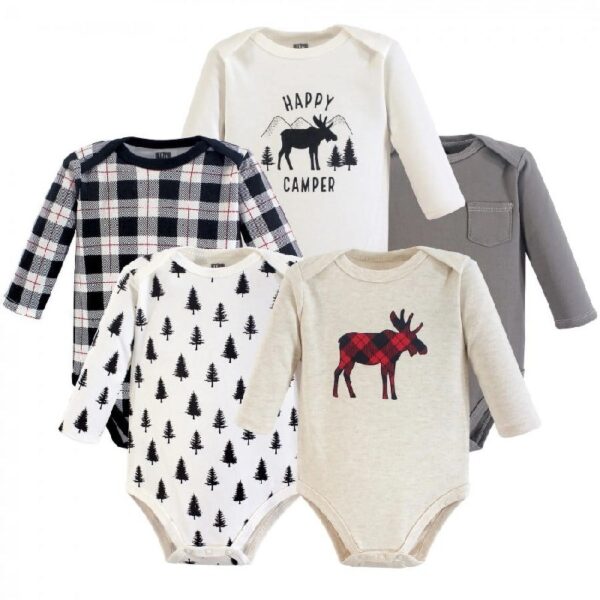 Cotton Long-Sleeve Bodysuits, 5-Pack, Newborn- 24 Months