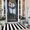 Outdoor Rugs 3 x 5ft Washable Black and White Cotton Entrance Mat Patio Front Porch Decor Area Rug
