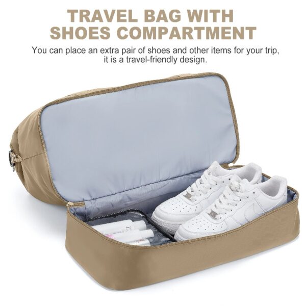 00afda13f899409fab6fb32d0176b73f Weekender Bags for Women, Travel Duffel Bags with Shoe Compartment,Personal Item Travel Bag for Airlines, Carry on Overnight Tote Bag for women,Beige&Brown