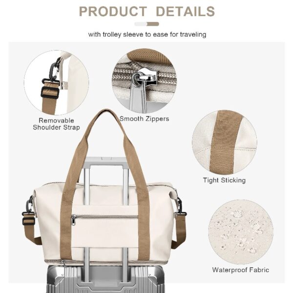 00c5c374be0d4d69976fb32d0176a1c1 Weekender Bags for Women, Travel Duffel Bags with Shoe Compartment,Personal Item Travel Bag for Airlines, Carry on Overnight Tote Bag for women,Beige&Brown