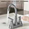 Bathroom Faucets 4 Inch Matte Black Bathroom Sink Faucet, Stainless Steel Lead-Free 2-Handle Centerset Faucet with Pop-up Drain and 2 Supply Hoses Fits 2 or 3-hole Sink