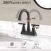 Bathroom Faucets 4 Inch Matte Black Bathroom Sink Faucet, Stainless Steel Lead-Free 2-Handle Centerset Faucet with Pop-up Drain and 2 Supply Hoses Fits 2 or 3-hole Sink