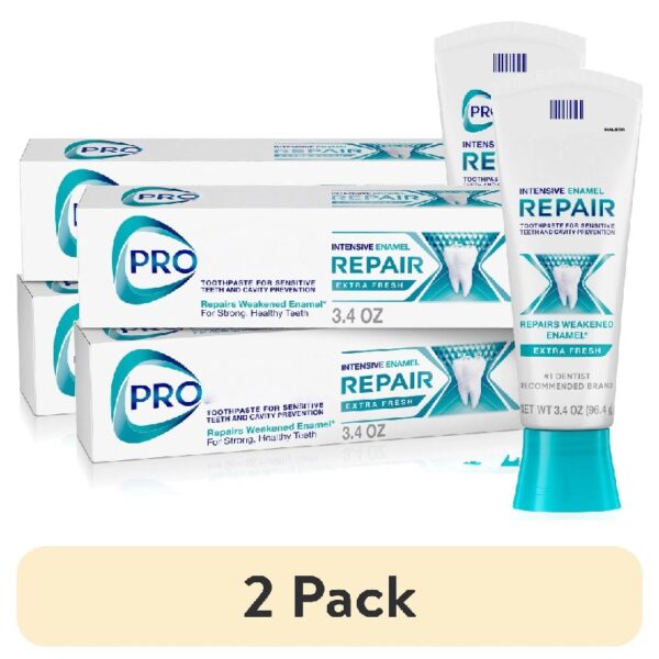 (4 pack) Intensive Enamel Repair Toothpaste for Sensitive Teeth and Cavity Protection - 3.4 Oz x 2, Extra Fresh