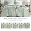 Full/Queen Comforter Sets, Reversible 3 Piece Extra Soft Bedding Set, Chambray Print Sage Green Comforter Bed Set with Pillow Shams