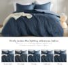 Full/Queen Comforter Sets, Reversible 3 Piece Extra Soft Bedding Set, Chambray Print Sage Green Comforter Bed Set with Pillow Shams