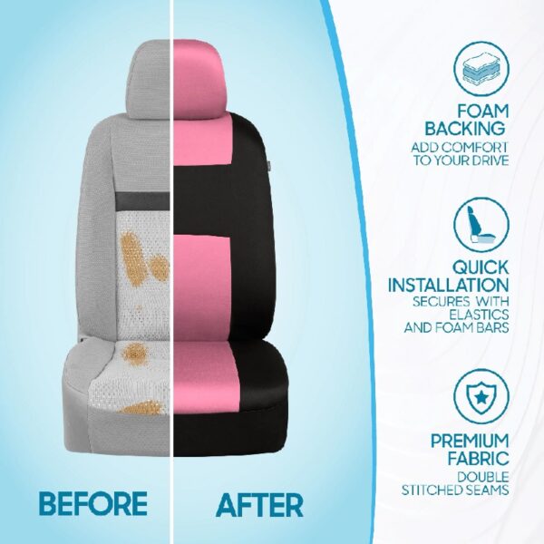 PolyPro Car Seat Covers Full Set in Charcoal on Black – Front and Rear Split Bench for Cars, Easy to Install Cover Set, Accessories Auto Trucks Van SUV