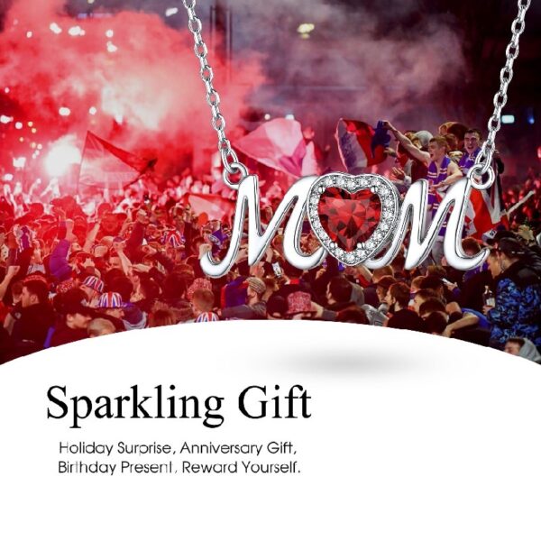 Bestyle S925 Sterling Silver Necklace for Mom Grandma Shiny CZ Heart Pendant Necklace March Created Aquamarine Birthstone Jewelry Mother's Day Gift