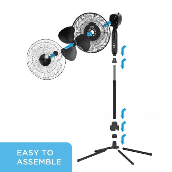 Oscillating Fan, Adjustable-Height Pedestal Fan with Wide Area Oscillation, 16”