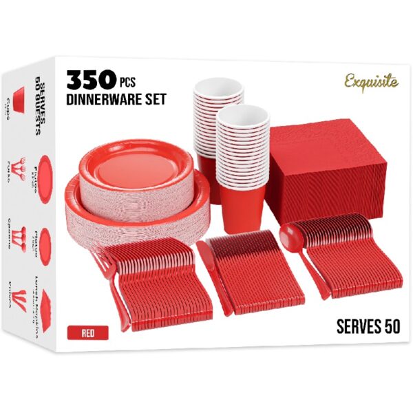 Exquisite 350 Piece Easter Plastic Disposable Party Plates & Dinnerware Combo Set