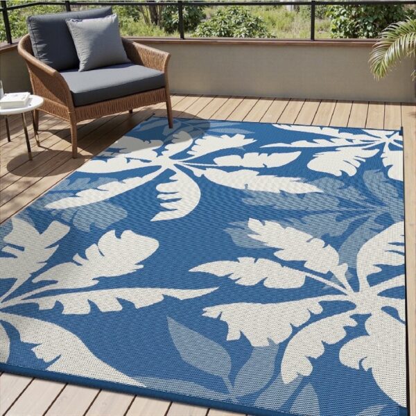 Outdoor Rug Carpet 5'x8' Waterproof Reversible Patio Rug Portable Indoor Outdoor Rug Plastic Straw Rug for Beach RV Camping Garden Picnic Deck Backyard Porch Decor Black