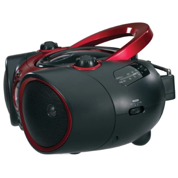 3-Watt RMS Portable Stereo CD Player with AM/FM Stereo Radio (Red)