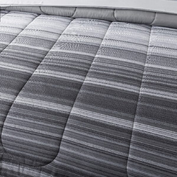 7 Piece Reversible Bed in a Bag Comforter Set with Sheets, Black, Queen