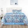 Lux Decor Collection 5 Piece Queen Down Alternative Comforter Set, Washable Duvet Bedding Set - Quatrefoil Navy