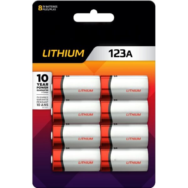 Photo Lithium Batteries Size 123A 3V, 8 Count